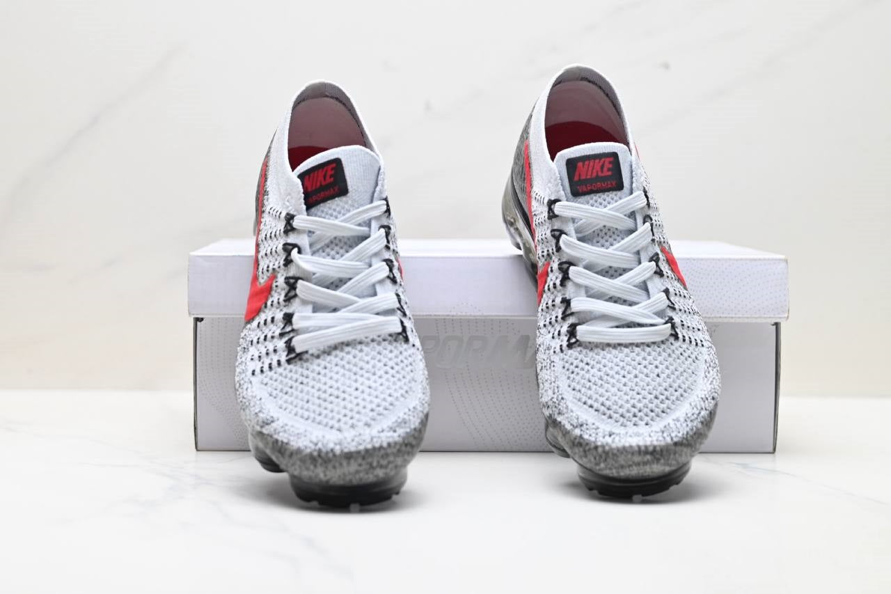 Air VaporMax Flyknit Platinum Red Black Shoes