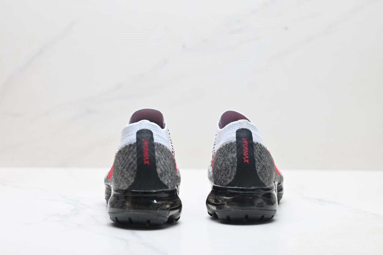 Air VaporMax Flyknit Platinum Red Black Shoes
