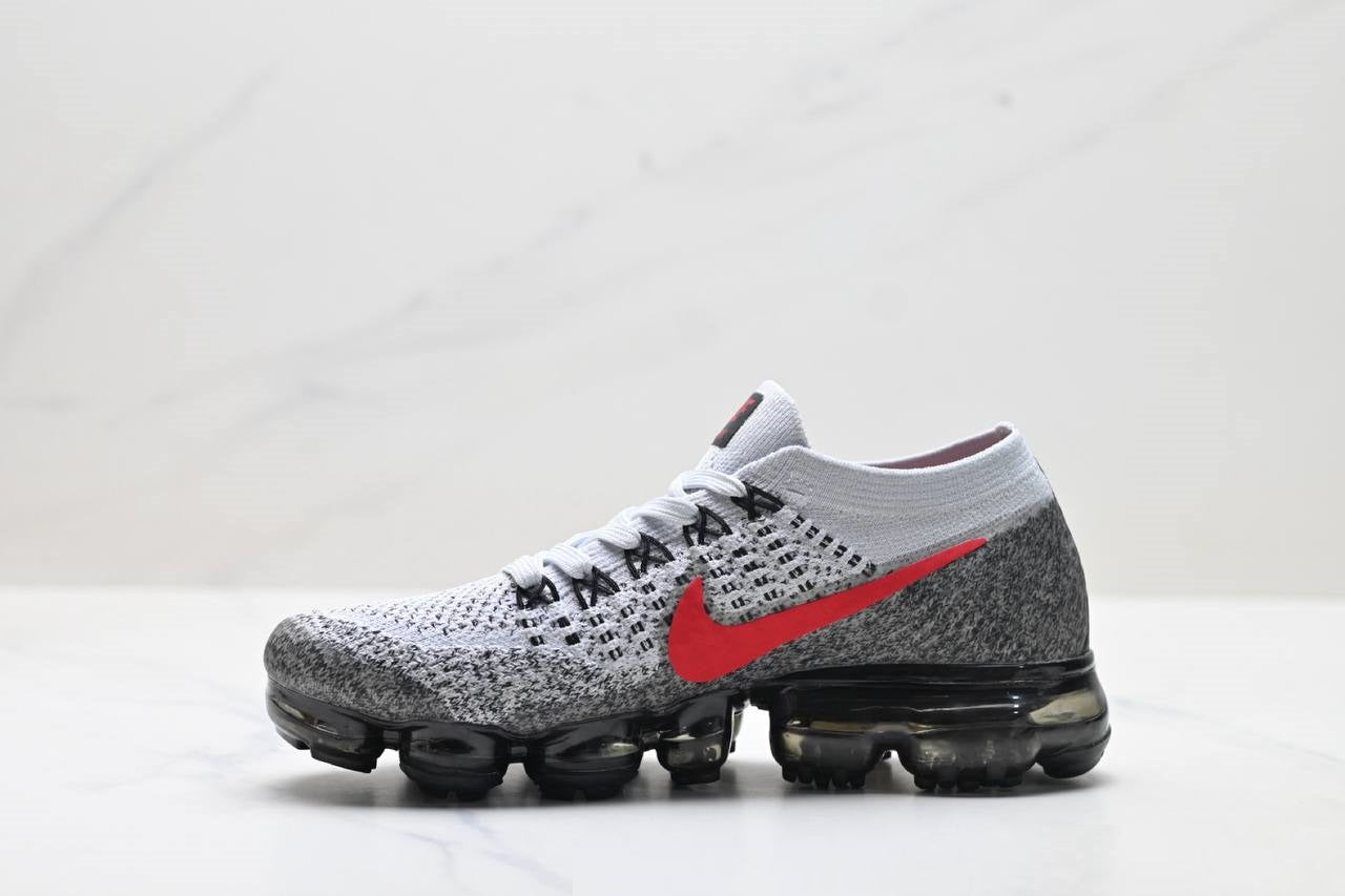 Air VaporMax Flyknit Platinum Red Black Shoes