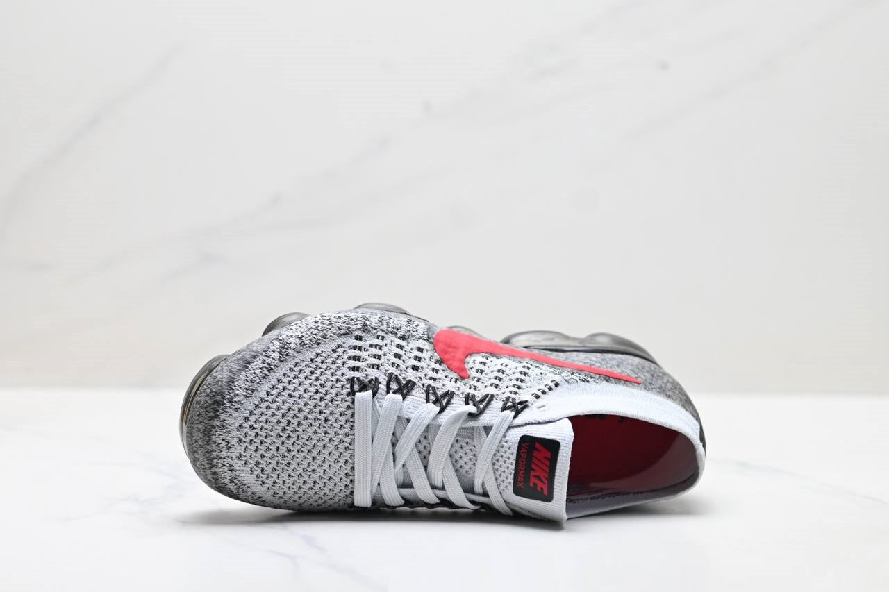 Air VaporMax Flyknit Platinum Red Black Shoes