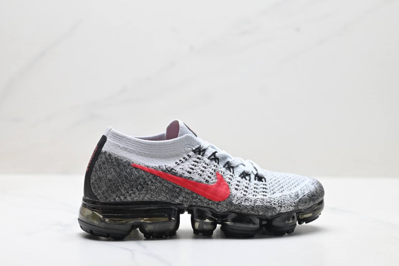 Air VaporMax Flyknit Platinum Red Black Shoes